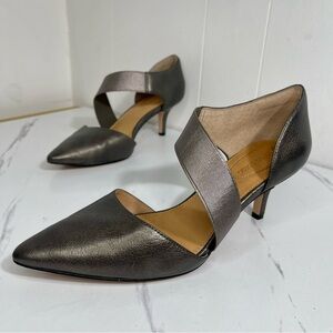 Corso Como Silver metallic leather pointed toe kitten heels Sleek Pointed Toe